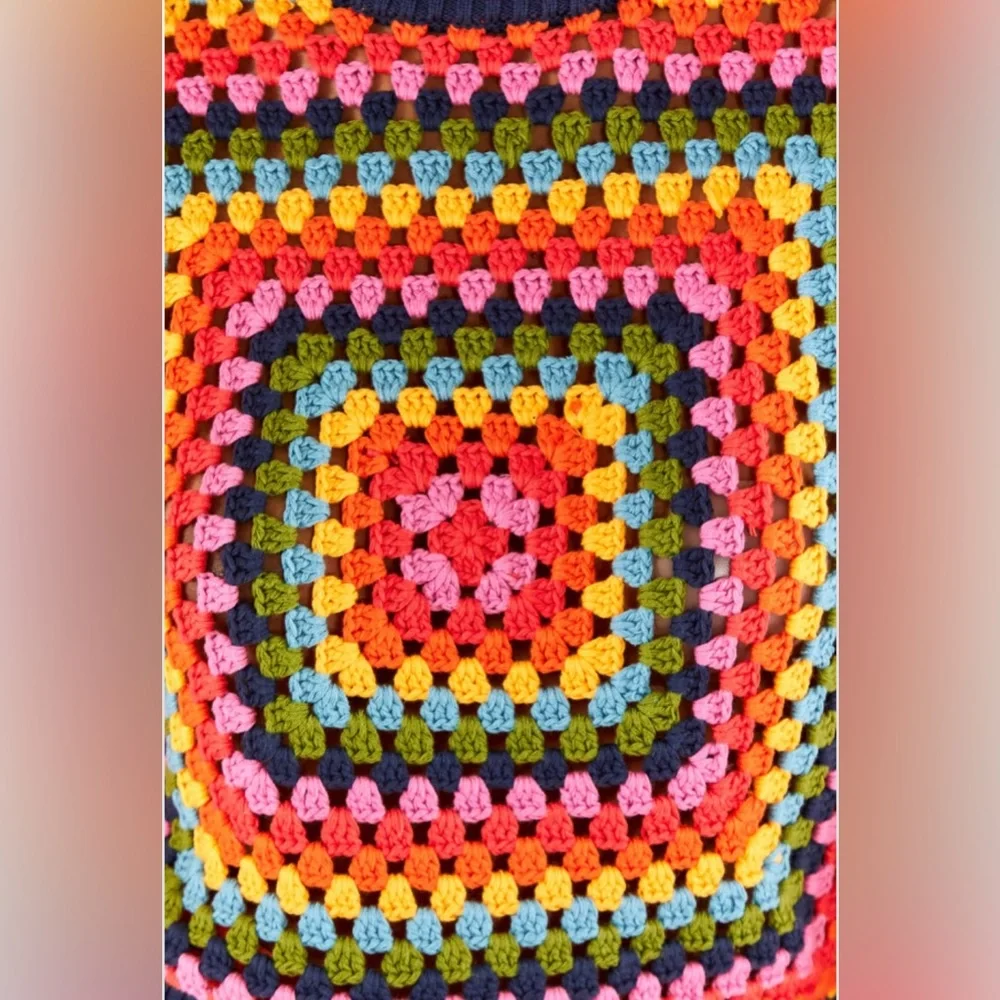 NWT Farm Rio Sunset Stripes Crochet Sweater - Picture 5 of 9